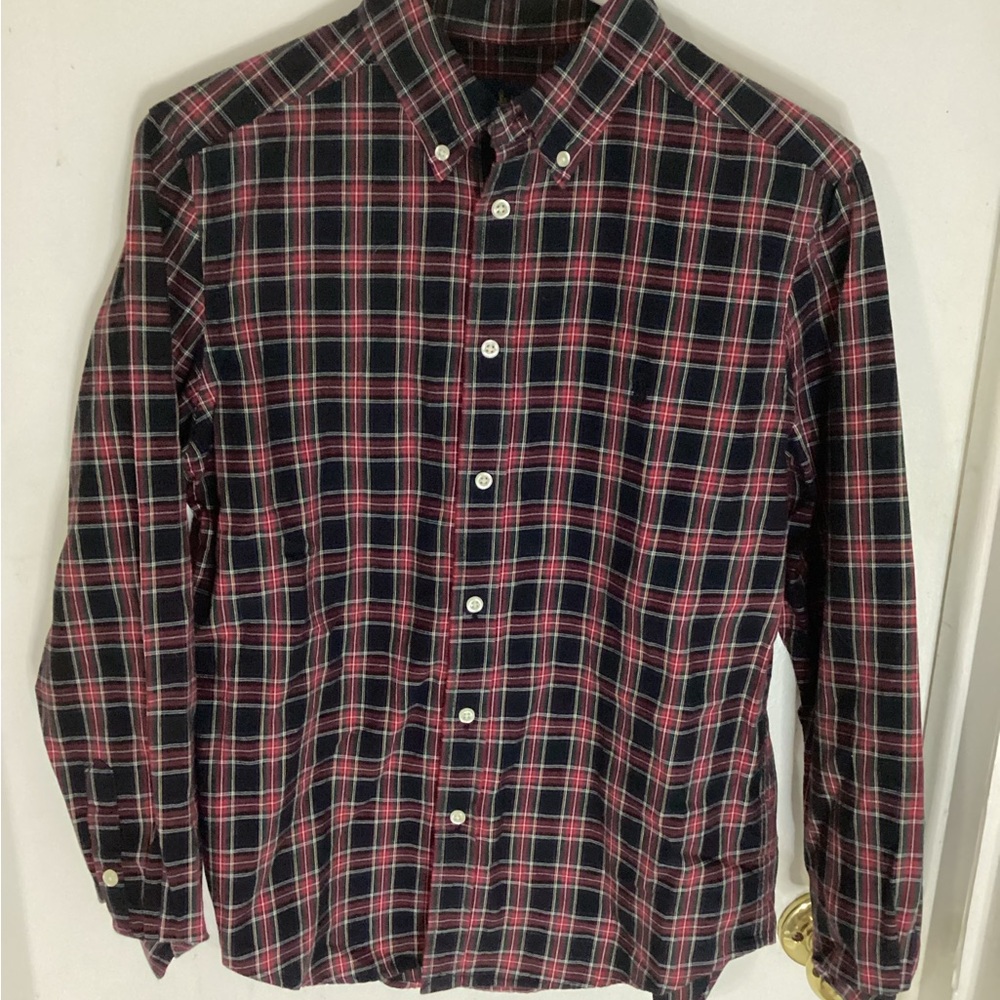 Ralph Lauren Boys Classic Fit red plaid button up size L (14-16)